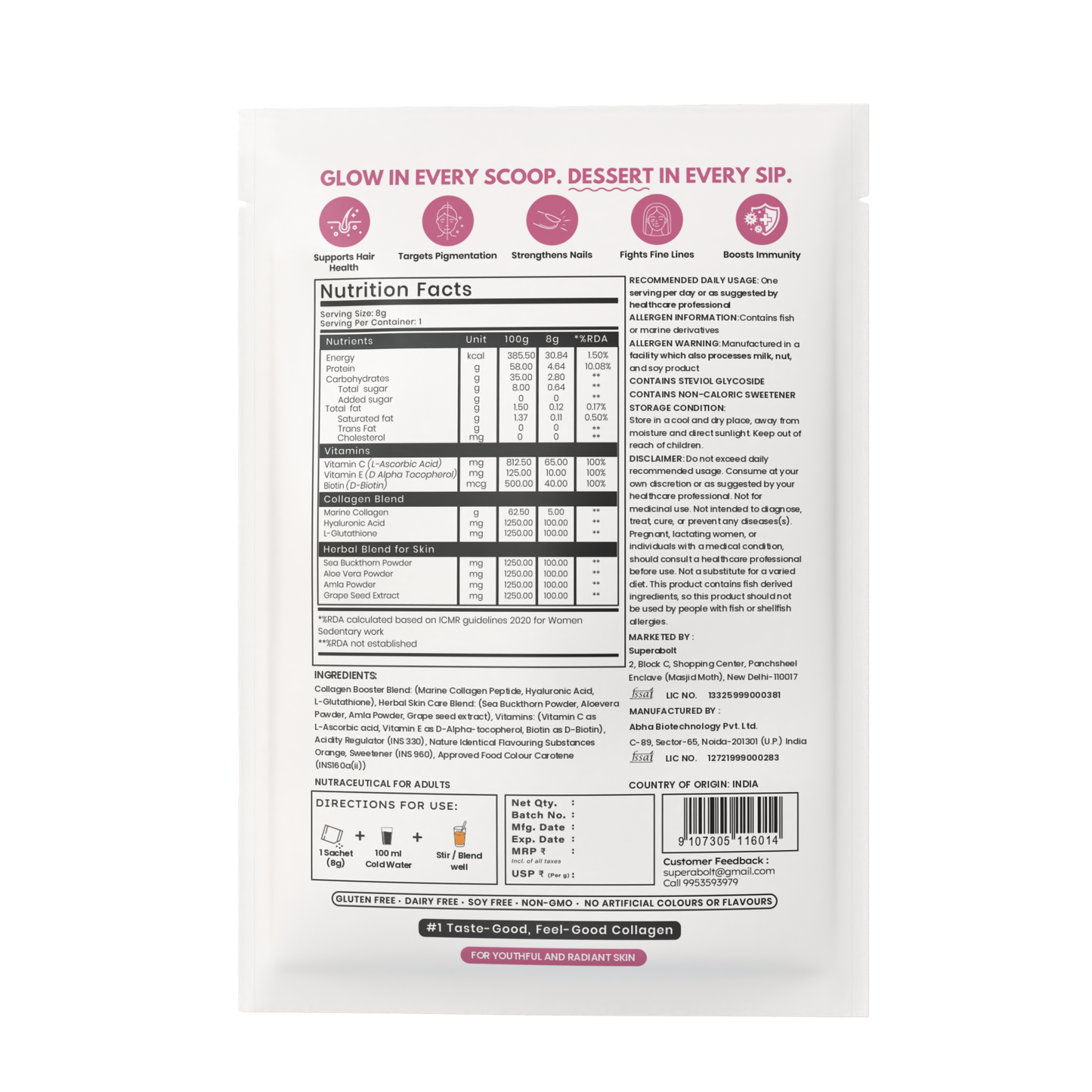 Cure Organics Supercharged Collagen Supplement for Skin, Hair & Nails