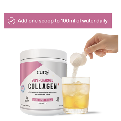 Cure Organics Supercharged Collagen Supplement for Skin, Hair & Nails